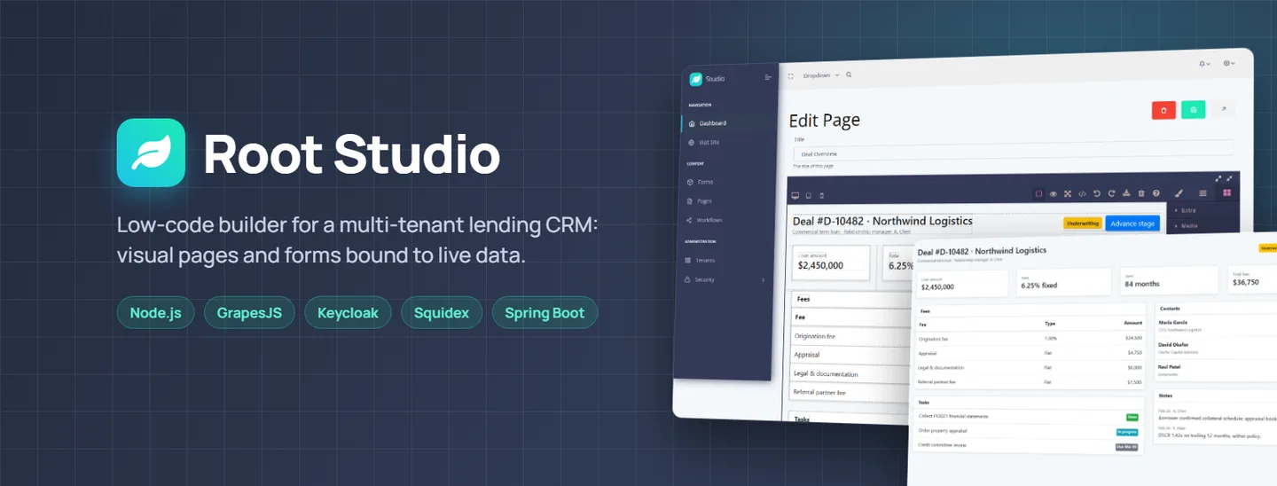 Root Studio — Low-code Platform for a Multi-tenant Lending CRM